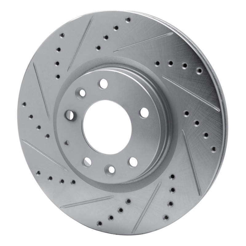 Mazda RX-8 Brake Rotor (1) - Front Left - R1 Concepts - Drilled & Slotted - Silver - `04-`08